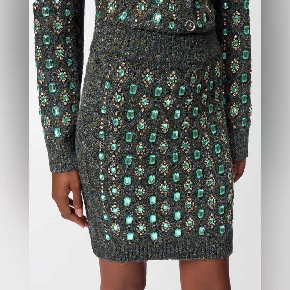 Pinko Jewel-Embellished Knit Skirt